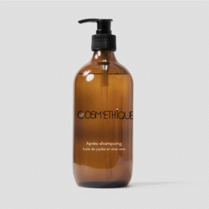 flacon marron avec bouchon noir sur fond gris