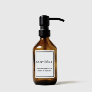 gros flacon avec bouton à pression long