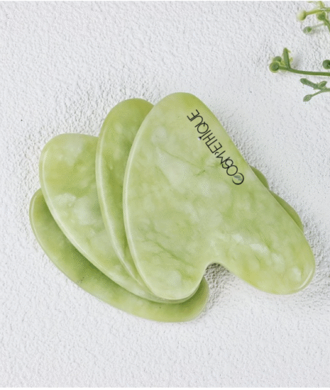 4 pièrre jade verte gua sha mises à plat